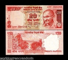 INDIA 20 RUPEES P-103l  R  2015 x 1 Pcs UNC MAHATMA GANDHI RGR SIGN BANK NOTE