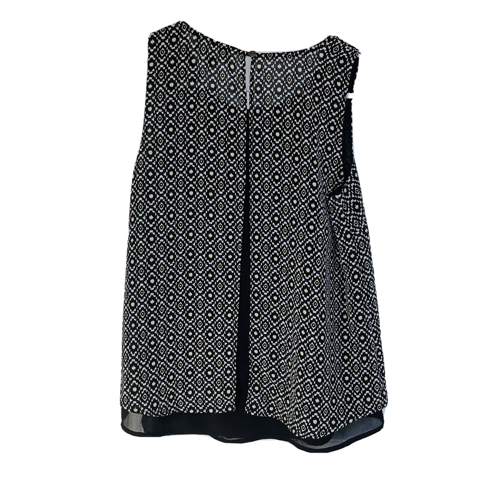 My Michelle Pequeño Negro Multicolor Patrón Tanque Espalda Abierta Ver A Través Forro Negro Foto 3 de 4