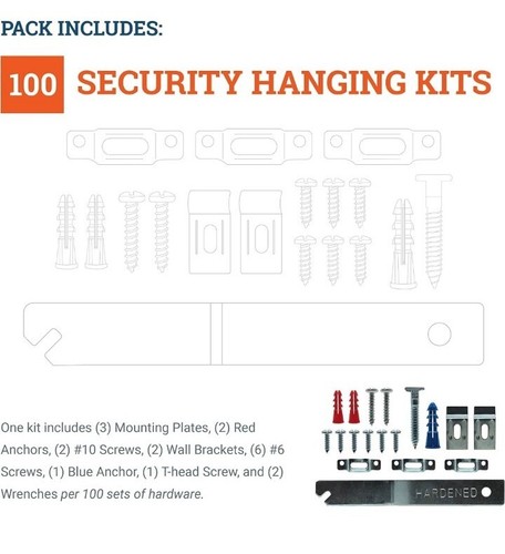 Frame Lock Security Hanging Kits w/ T-Head Screws - 100 Pk, Anti-Theft Security - Picture 2 of 7
