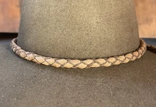 USA HANDMADE TAN BROWN SINGLE STRAND BRAIDED BUFALO LEATHER WESTERN HATBAND ONLY