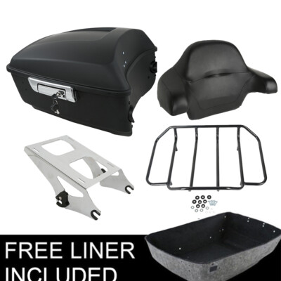 Matte King Pack Trunk Pad Mount Rack Fit For Harley Tour Pak Touring Glide 14-Up