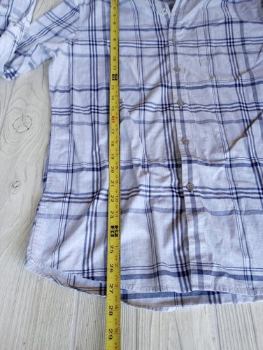 Marc Anthony Shirt Mens Small Gray Blue Plaid Button Up Long Sleeve Slim Stretch - Picture 2 of 7