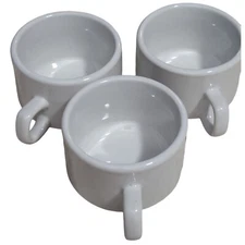 3 White Challengerware Espresso Stackable Ceramic Restaurantware Cups NEW