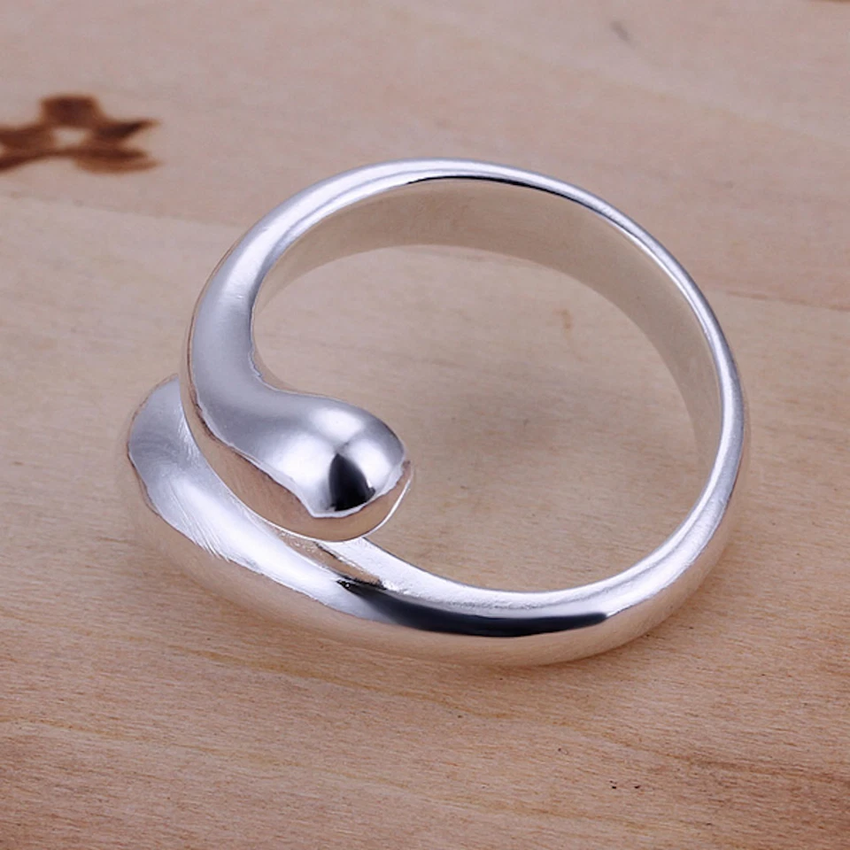 Anillo banda lisa gotas de plata de ley 925 talla 8 B6 Foto 3 de 4