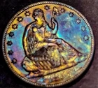 1855 O Seated Liberty Silver Half Dollar 50c High Grade UNC Rainbow Toned