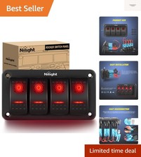 4 Gang Rocker Switch Panel - Pre-Wired 5Pin Aluminum Holder for 12V/24V Vehicles