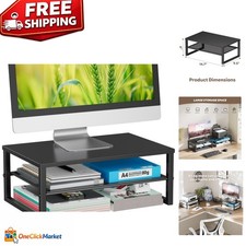 2-Tier Computer Monitor Stand Riser, Desk Organizer for Monitor, Printer  La...