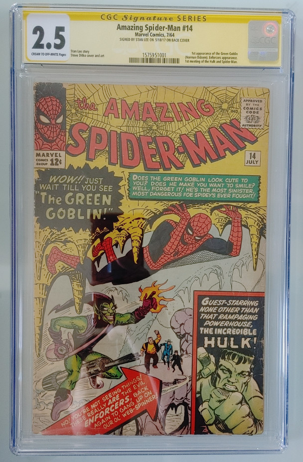 Amazing Spider-Man 14 CGC 2.5 Signature Series Signed Stan Lee 1st Green Goblin