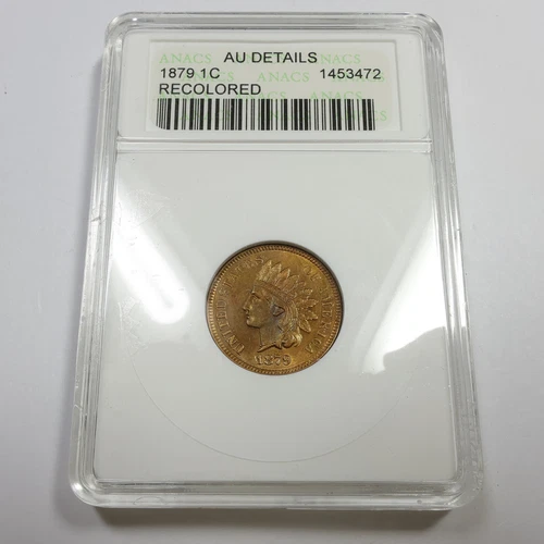 1879 P ANACS Soap Box AU Details - Indian Head Penny Cent 1c Coin #55548A
