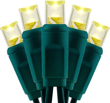 Warm White 5MM LED Christmas Lights, 50 Ft 100 Count 6" Spacing One-Piece High W