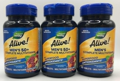 3PK Nature's Way Alive! Men's+ Complete Multivitamin ~ 50 tablets EA ~ EXP 9/26