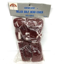 3 Golf Club Head Covers Vintage NOS Century Sport Pom Pom Knit Socks MAROON NEW