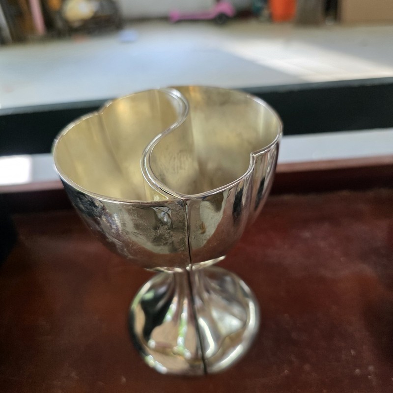 Hordon Silver Plated Wedding Cup Split Heart Shaped Wedding Chalice Goblet