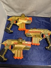 Lot Of 3 Hasbro Nerf Lazer Tag Phoenix LTX Blaster Pistol Steampunk Cosplay Gold