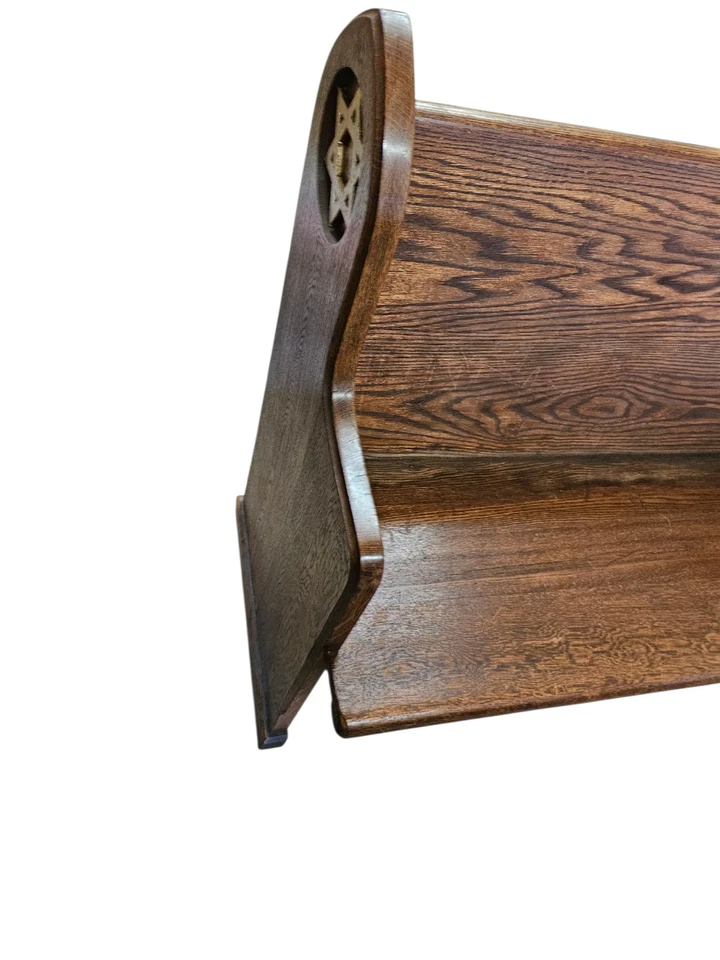Antique Synagogue Bench Church Pew Solid Oak Neo Gothic Revival Star Of David D - Image 4 of 4