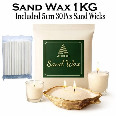 1 kg Kerzensandwachs weiß Granulat - einfache DIY Kerzenherstellung Wachs + gratis 5 cm Docht