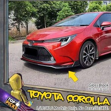 Fits 20-24 Toyota Corolla L/LE/XLE Gloss Black Front Bumper Lip Spoiler Body Kit