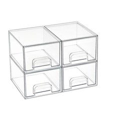 4 Pack Small Clear Stackable Storage Drawers Acrylic Bathroom Makeup Organizer