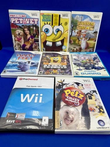 Lot of 8 Nintendo Wii Games - SpongeBob Petz Star Fox Happy Feet UNTESTED