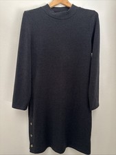 Banana Republic Black Large Petite Sweater Dress Mock Turtleneck Midi Stretch