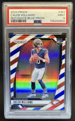 2024 Panini Prizm Caleb Williams RC Red White and Blue Rookie #301 Bears PSA 9
