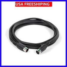 MIDI Cable - 15 Feet - Black with Keyed 5-Pin DIN Connector, Molded Connector...