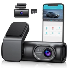 4K Dash Cam Front and Rear Dash  Camera Car DVR WiFi APP GPS with  64GB Card