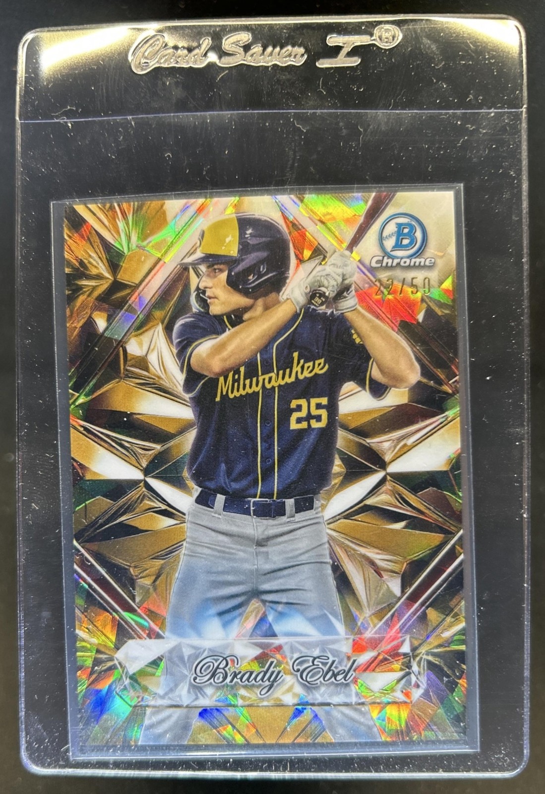 2025 Bowman Draft Sapphire Brady Ebel Selections Gold Refractor #/50 Brewers