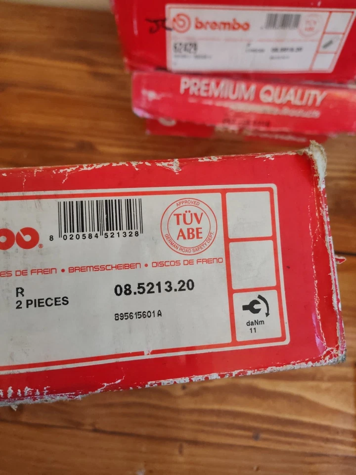 BREMBO 2x Brake Discs Solid Rear Axle Braking Fits Audi 80 S2 Coupe 08.5213.20 - Image 4 of 4