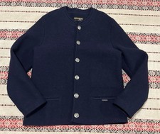 GEIGER TYROL Austrian Blue Knittin Wool Cardigan/Metal Buttons Sz 52