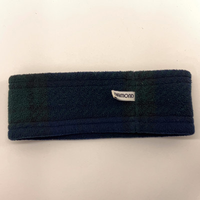 Black diamond retro plaid green blue tartan fleece headband