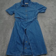 Madewell Dress Womens 0 Blue Denim Button Up Wrap Preppy Short Sleeve