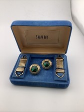 Vintage Swank Emerald Green Cuff links New In Box Convertible A-10