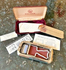 Vntg Rolls Razor "The Traveler" Safety Razor Set 30s–50s W Case &  Instructions