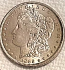 1888 P Morgan  AU with lots of luster very nice & bright free ship Sigma tested+