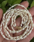 14k Gold double strand Rice pearl 17"  Necklace Vintage Estate Jewelry — photo 3