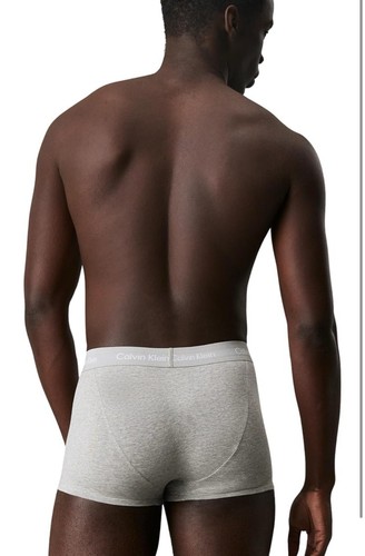Calvin Klein Men's Low Rise Trunks 3 Pack Cotton Logo Black Grey Medium Boxed - Picture 7 of 10