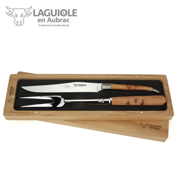 Laguiole En Aubrac Tranchierbesteck - Wacholder Holz - Vorlagebesteck Frankreich-image