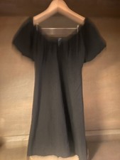 OLD NAVY Black Puff-Sleeve Elastic Neck Smock Back Dress Women’s Size SMALL LINE