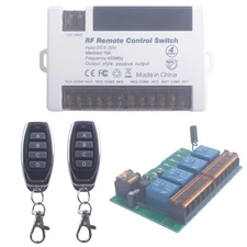 12V 24V 4 Channels Wireless Relay Remote Control Switch, RF 433Mhz DC 5V-30V ...