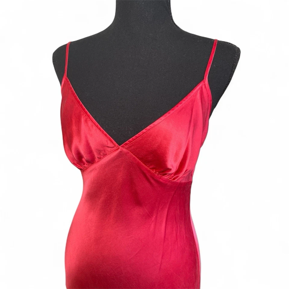Vtg Y2K Victoria's Secret Sz S Womens Red 100% Silk Coquette Slip Maxi Dress - Image 2 of 4