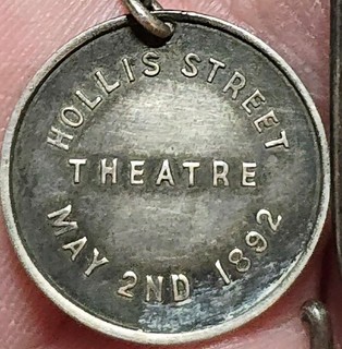 Silver 1892 MISS HELYETT'S HOLLIS ST. THEATRE Token Medal Boston Massachusetts