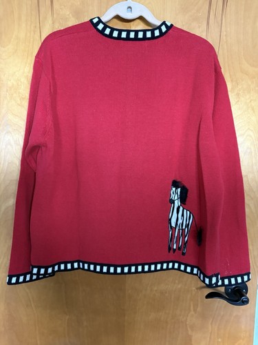 Roter Pullover Terazzo XL mit Reißverschluss und Zebras vorne & hinten. EUC - Bild 4 von 7