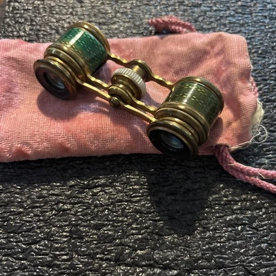 Antique French Enamel And Brass Opera Glasses - Image 1 of 4