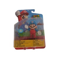 Super Mario Ice Mario With Ice Flower 4” Inch 10CM - Jakks Pacific Toy Figure