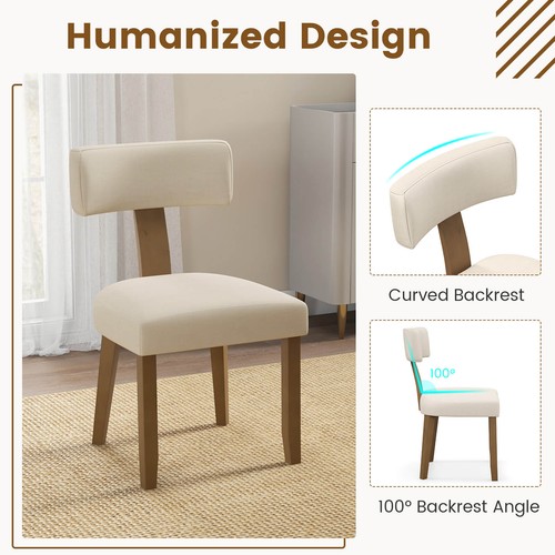 Set of 4 Dining Chairs w/ Curved Backrests Padded Seat Cushions Rubber Wood Legs - Picture 6 of 8