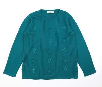 Grüner Pullover Pulli Damen UK Größe M Beau Monde