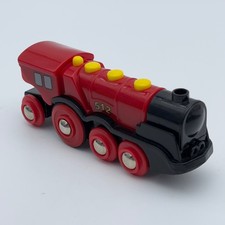 BRIO Wooden Railway Train Motorized 1999 Mighty Red Action Locomotive 529 WORKS