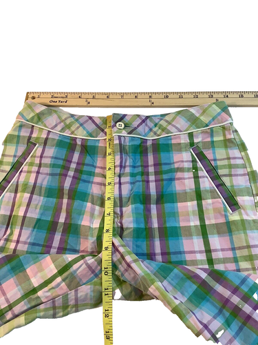 Lands End Girls Plaid Capri Adjustable Waist Pants Size 14 - Picture 8 of 13