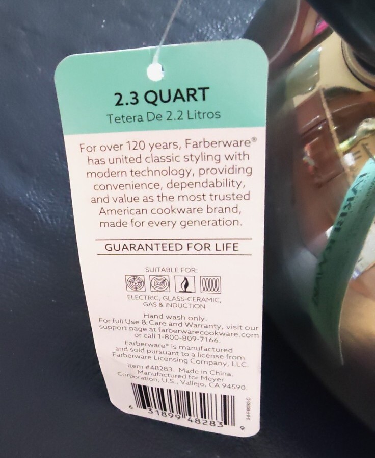 Farberware Stainless Steel Whistling Tea Kettle, 2.3 Quart, Silver eBay